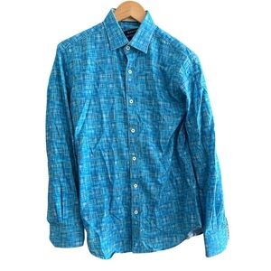 Bugatchi Turquoise Checkered Button Down Shirt